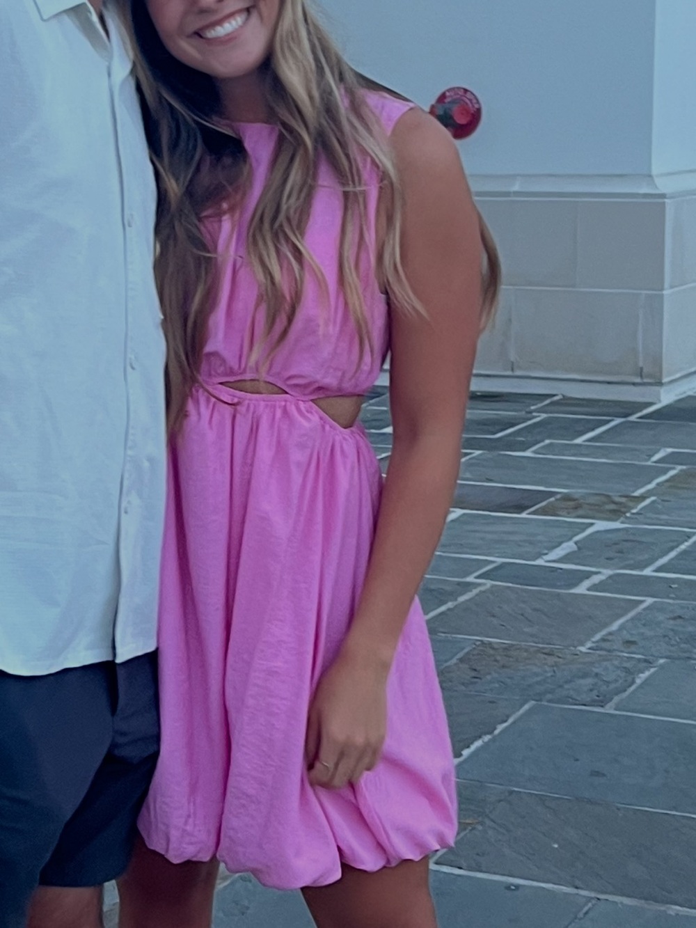 Pink bubble dress with cutout detail